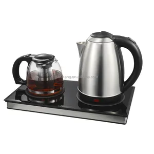 Zhongshan Factory Middle East Market Tea Pots Stainless Steel Kettle Tea Maker 2 In 1 Teapot Electric Kettle Set Water heater