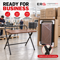Bureau d'ordinateur pliable avec structure en métal et plateau en imitation bois pour la maison, l'étude et les petits bureaux