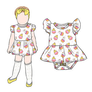 Maßgefertigter Leuchtender Kinder-Bestseller Weicher Atmungsaktiver Butterweicher Safari-Print Weicher Bambus-Schulterverschluss Mädchen-Rock-Strampler - Product Image 3