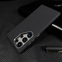 Coque de téléphone en fibre de carbone pour Samsung S23 S24 Ultra, compatible avec la charge sans fil, protection antichoc PC pour Galaxy S23 S24 Plus