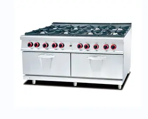 Heavy duty vertical commercial kitchen equipment gas range cooker 8-burner stove with gas oven