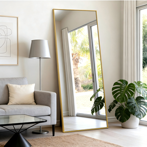 Specchio a figura intera rettangolare ad angolo retto <span class=keywords><strong>in</strong></span> lega di alluminio da parete per soggiorni o camere da letto - Product Image 1