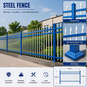 Panneau de clôture en acier galvanisé à double rail supérieur, avec embout de lance en forme de flèche, joint à boulon argenté, pour parcs, allées de gravier et périmètres de jardin - Product Image 4