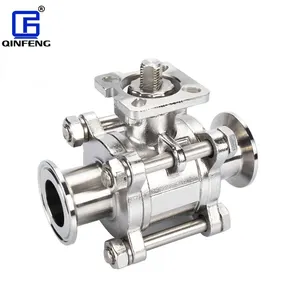QINFENG SS316 SS Stainless Steel Cf8m Sanitary Manual Operate 1.5 Inch Tri-Clamp End 3 Piece Ball Valve