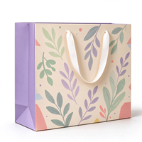 Sacs shopping en papier floral personnalisés avec logo, sacs cadeaux avec poignées en corde de coton pour boutiques de vêtements et vente au détail