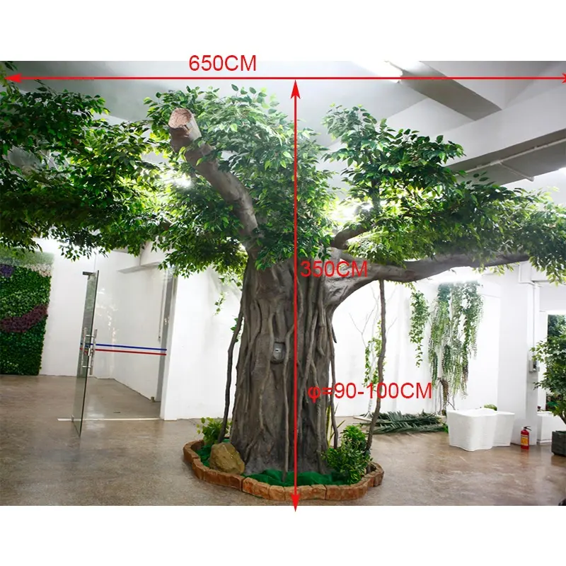 MOQ = 1PC 맞춤형 대형 인공 ficus microcarpa 나무 식물, 큰 섬유유리 ficus 인공 나무 인테리어 장식