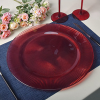 Assiettes de présentation en verre de 13 pouces, transparentes, avec bordure dorée, pour mariage, couleur personnalisée, vente en gros usine