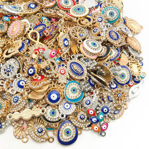 20 حبات همسة مختلطة من حجر الراين والمينا المعلقات العين سبيكة عيون الشر سحر لسوار قلادة القرط الحرف ديي - Product Image 2