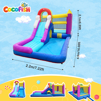 Château gonflable aquatique Cocofish avec toboggan et piscine, château gonflable arc-en-ciel Oxford pour enfants pour fête d'été en plein air