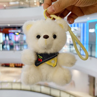 Porte-clés en peluche mini ours mignon de 14 cm, pendentif personnalisé en forme d'ours en peluche de dessin animé, breloque de sac pour fille, ornement, cadeau de Saint-Valentin