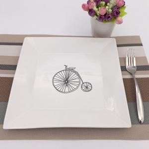 จานสี่เหลี่ยมลายครามสีขาวคุณภาพสูงสไตล์นอร์ดิกพิมพ์ลายตามสั่งเป็นมิตรต่อสิ่งแวดล้อมสำหรับสเต็กบ้าน - Product Image 4