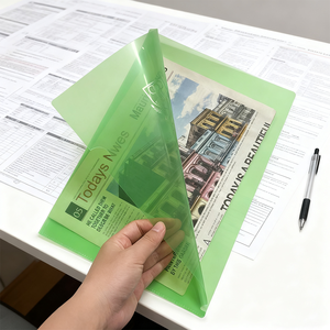 Cartella di plastica con Logo personalizzato trasparente a forma di L per l'uso negli uffici scolastici - Product Image 3