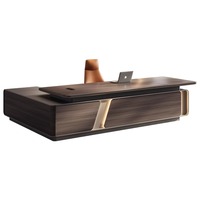 Bureau en L de direction moderne et luxueux en panneaux MFC avec tiroir de classement extensible pour patron/CEO pour un usage domestique ou professionnel