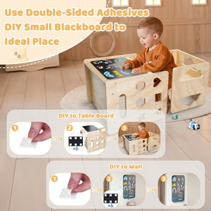Montessori trẻ em ăn vẽ đọc sách bàn ghế thiết lập 3 heights có thể điều chỉnh bằng gỗ Toddler bảng và ghế thiết lập với bảng đen - Product Image 5