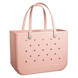 Fashion rubber tote Waterproof Open Tote Bag Easy To Clean EVA Beach Bag With Holes for the Beach and pool