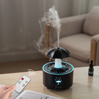 Nouvel Humidificateur Ultrasonique Populaire 300ML, Diffuseur d'Arômes Nuage de Pluie Domestique avec Lumière LED, Parapluie Rotatif et Télécommande en Plastique