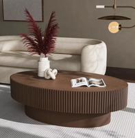 Table basse ovale en bois massif, design minimaliste moderne, rayée, pour salon, meubles de maison, écologique, durable, table à thé noire