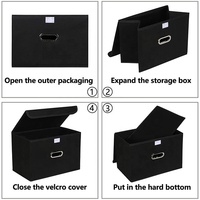 Panier de rangement pliable, en tissu de lin de haute qualité, avec couvercle
