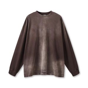 Camiseta Casual de Manga Larga con Estilo Hip Hop Urbano, Degradado Lavado, para Hombre y Mujer, Diseño Retro Holgado con Estampado de <span class=keywords><strong>Mono</strong></span> - Product Image 1