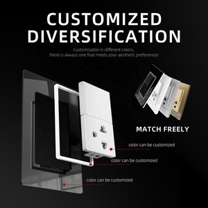 118*72 Mét nhà tường chuyển đổi và ổ cắm 1 gang push button ánh sáng + 3 cực ổ cắm điện ổ cắm với màu đen tấm Acrylic - Product Image 4