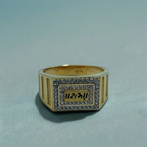 Bague élégante pour homme en or 22 carats avec cadre rectangulaire en diamant et design de bande classique, bague élégante pour le doigt, bijoux de luxe - Product Image 3