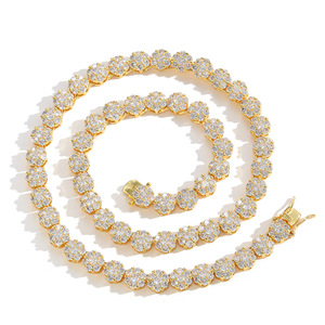 Collar de tenis de circonita <span class=keywords><strong>con</strong></span> forma de flor de 8 mm, estilo hip hop, exquisito y a la moda, <span class=keywords><strong>cadena</strong></span> de tenis CZ Iced Out para mujer - Product Image 1