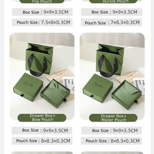 Custom logo Green Paper Jewelry Drawer Box with Velvet Pouch Set | 9x9 Sliding Pull Out Drawer Jewelry Box Custom logo - Product Image 4