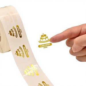 Étiquettes personnalisées écologiques en vinyle imperméable pour boulangerie, impression dorée, adhésif permanent, formes personnalisées pour gâteaux et aliments - Product Image 2