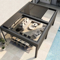 Pérgola de Techo Retráctil Eléctrica Moderna de Aluminio de Lujo Personalizable con Recubrimiento en Polvo, Impermeable, para Exteriores