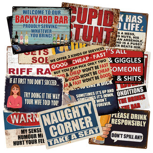 Venta al por mayor divertido Metal estaño signos Riff Raff advertencia cerveza Vintage cartel hogar pub bar Decoración - Product Image 1