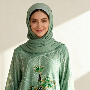 Abaya de luxe à empiècements 3D, robe élégante sur mesure pour femmes musulmanes, fabricant d'Abaya OEM ODM pour les fêtes et les mariages - Product Image 1