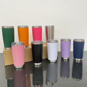 20oz Powder Coated Double Wall Vacuum Insulated Travel Coffee Tumbler <b>Slide</b> Lids Eco-Friendly Stainless Steel Mug for Laser - Product Image 1