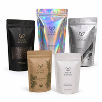 Sachet Mylar Noir Mat Premium 3,5g 1/8 oz à Fond Plat |   Pochette en aluminium haute barrière anti-odeur pour fleurs et herbes
