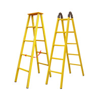 Échelle domestique moderne en fibre de verre, droite, 6 marches, 2 m (6,56 pi), avec marchepied antidérapant et plateau porte-outils, pour centrale électrique