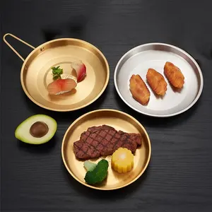 Piatto per barbecue coreano piatto per Snack da Dessert piatto per bistecca in stile occidentale commerciale in acciaio inossidabile 304 per ristorante