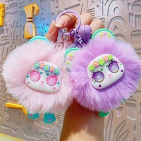 JINNEW Porte-clés en métal Lapin mignon et boule de charbon, jouet, pendentif pour sac à dos, ornement pour clé de voiture, cadeau
