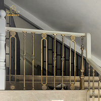 Escalier Meixi haut de gamme sur mesure, garde-corps moderne en aluminium, balustres en verre, colonnes en laiton massif motif tournesol, pour escalier résidentiel 1