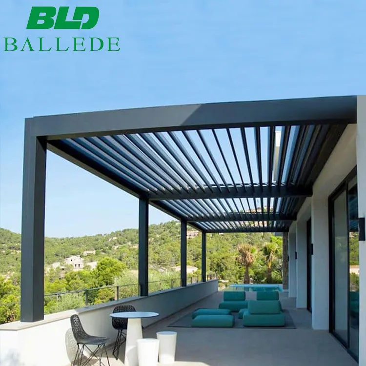 Aluminum Pergola Motorized Louvered Roof Garden Furniture Outdoor For Balcony