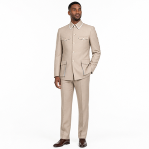 Traje de Hombre de 2 Piezas, Estilo Africano Daro, Casual de Negocios, Blazer Cruzado y Pantalón Recto, Venta al Por Mayor de Fábrica - Product Image 2