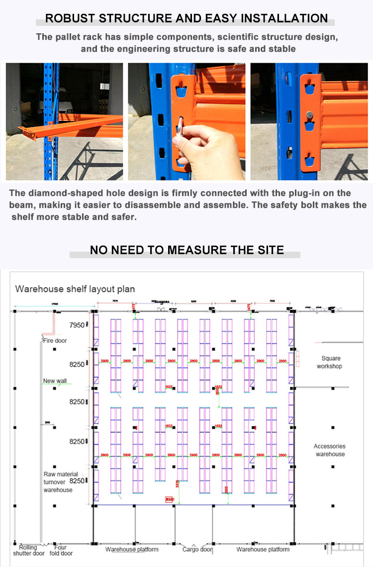 Customized heavy duty 4.5t per layer metal warehouse storage pallet shelving rack