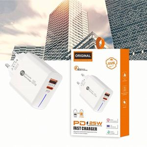 25W USB A+<b>C</b> Phone Power <b>Adapter</b> US EU <b>Plug</b> <b>Type</b>-<b>C</b> Super Fast Charging Multi-function Travel Wall Charger With Package Box - Product Image 1