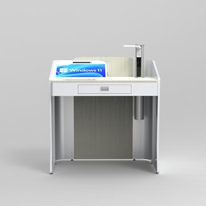 Podio <span class=keywords><strong>para</strong></span> Profesor de Escuela, Diseño Moderno, Combinación de Acero y Madera, <span class=keywords><strong>Atril</strong></span> con Soporte <span class=keywords><strong>para</strong></span> Computadora y Sistema AV - Product Image 3