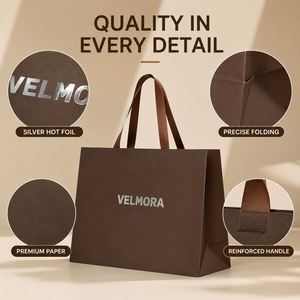 Sacs en papier kraft avec logo personnalisé, ruban et fermeture magnétique pour aliments et cadeaux, impression numérique pour la promotion - Product Image 3
