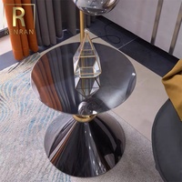 Meuble de salon de luxe moderne, nouveau design italien, noir avec or, table latérale en acier inoxydable, table basse
