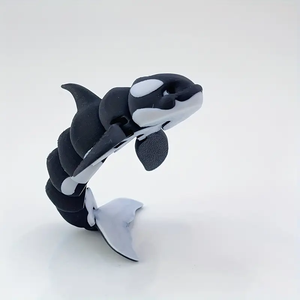 Modèles de baleines mignonnes en noir et blanc imprimés en 3D, statues d'animaux en plastique avec articulations mobiles, décorations de bureau créatives - Product Image 5
