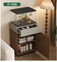 Meuble d'aquarium robuste avec rangement et éclairage, table d'aquarium moderne en bois noir pour salon, mobilier de maison