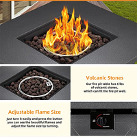 Brasero d'extérieur au propane de 28 pouces, modèle Basic, en acier, de type table carrée, 50 000 BTU, autoportant, avec verre pour foyer, pour patios et fêtes hivernales