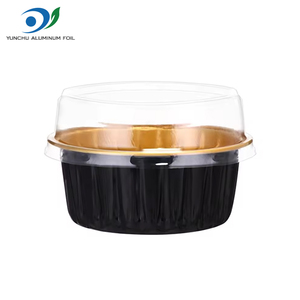 5 Oz 125ml Black Gold Food Grade Mini Round <strong>Cupcake</strong> <strong>Tins</strong> Disposable Aluminum Foil Baking Cups With Clear Lids - Product Image 5