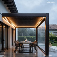 Pergola à toit rétractable de qualité supérieure avec lumières LED, écologique, pour balcon, villa, jardin, cour