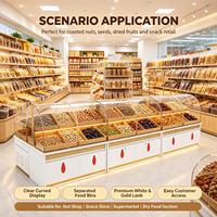 Vitrine de présentation complète sur mesure pour magasin de noix grillées, comptoir îlot pour fruits secs, usine de rayonnages pour magasin de snacks en vrac